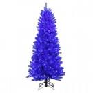 Home Accents Holiday 6 ft. Pre-Lit Shiny Blue Fraser with Warm White and Blue Color-Changing LED Lights-RL60168PSBLRPHO 301575939