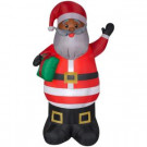 Home Accents Holiday 6.5 ft. Inflatable Airblown-African American Santa with Present-11987 301693830