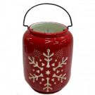 Home Accents Holiday 8 in. Traditional Lantern with Red Snowflake-X321-HXRK078B 301581371
