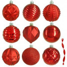 Home Accents Holiday 80 mm Red Christmas Ornament Assortment (75-Pack)-HE-1491 301576163