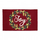 Home Accents Holiday Joy Wreath 18 in. x 30 in. Handhooked Holiday Rug-564575 301747781