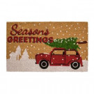 Home Accents Holiday Snow Truck and Tree 18 in. x 30 in. Coir Holiday Mat-564490 301747528