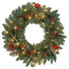 Martha Stewart Living 24 in. Pre-Lit Winslow Fir Wreath with Clear Lights-GD20P4598C01 301575163
