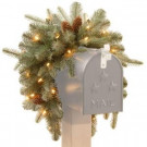 Martha Stewart Living 3 ft. Battery Operated Feel-Real Alaskan Spruce Artificial Mailbox Swag with Pinecones and 35 Clear LED Lights-PEFA1-307L-3MB1 205147131
