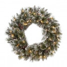 Martha Stewart Living 30 in. Sparkling Pine Artificial Wreath with 50 Clear Lights-GB1-300-30W-1 202873347