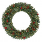 Martha Stewart Living 48 in. Battery Operated Pre-Lit LED Winslow Artificial Christmas Wreath with Pinecones and Berries-GD40P4598L00 205983429