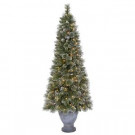 Martha Stewart Living 6.5 ft. Pre-Lit Sparkling Pine Artificial Christmas Potted Tree with Clear Lights-TV66M3ACDC02 301580816