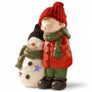 National Tree Company 15 in. Lighted Boy and Snowman Decor-PG11-16530B 303231369