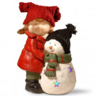 National Tree Company 15 in. Lighted Girl and Snowman Dcor-PG11-16530A 303231368