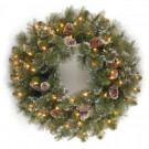 National Tree Company 24 in. Glittery Pine Artificial Wreath with Clear Lights-GP1-300-24W-1 300182872