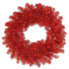 National Tree Company 24 in. Red Tinsel Artificial Wreath-TT33-15-24W-1 300488010