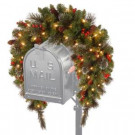 National Tree Company 3 ft. Battery Operated Crestwood Spruce Artificial Mailbox Swag with 50 Clear LED Lights-CW7-300-3M-B1 205952092