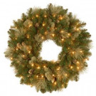 National Tree Company 30 in. Carolina Pine Wreath with Battery Operated LED Lights-CAP3-306-30W-B1 303200907
