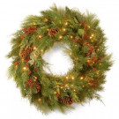 National Tree Company 30 in. White Pine Artificial Wreath with Battery Operated Warm White LED Lights-WHP13-300-30WB1 300182754