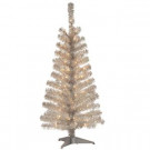 National Tree Company 4 ft. Silver Tinsel Artificial Christmas Tree with Clear Lights-TT33-300-40 300487970