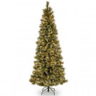 National Tree Company 6.5 ft. Glittery Bristle Pine Slim Tree with Warm White LED Lights-GB3-319-65 302558770