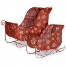 National Tree Company 7 in. and 9 in. Flax Sleigh with Snowflakes and Glitter (Set of 2)-RAC-E2770RE-1 300487338