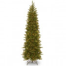 National Tree Company 9 ft. Grand Fir Pencil Slim Tree with Clear Lights-PEGF4-334-90 302558675