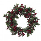 Nearly Natural 24 in. Artificial Wreath with Holly Berries-4921 202510926