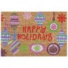 Nedia Home Happy Holidays Bright Ornaments 16 in. x 24 in. SuperScraper Vinyl/Coir Door Mat-33037 300887846