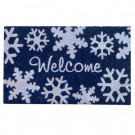 Nedia Home Snowflakes Blue 18 in. x 30 in. SuperScraper Vinyl / Coir Door Mat-33049 203576108