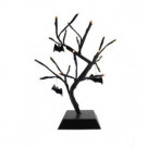 Northlight 15 in. Pre-Lit Battery Operated Black Spooky Halloween Table Top Tree with Bats-32234360 302267594