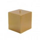 Zest Candle 3 in. x 3 in. Metallic Bronze Gold Square Pillar Candles Bulk (12-Case)-CPZ-137_12 203369616