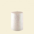 Zest Candle 3 in. x 4 in. Metallic White Glitter Pillar Candle Bulk (12-Box)-CPZ-166_12 203369645