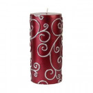 Zest Candle 3 in. x 6 in. Red Scroll Pillar Candle Bulk (12-Case)-CPS-004_12 203363191