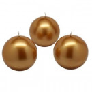 Zest Candle 3 in. Metallic Gold Ball Candles (6-Box)-CBZ-039 203362788